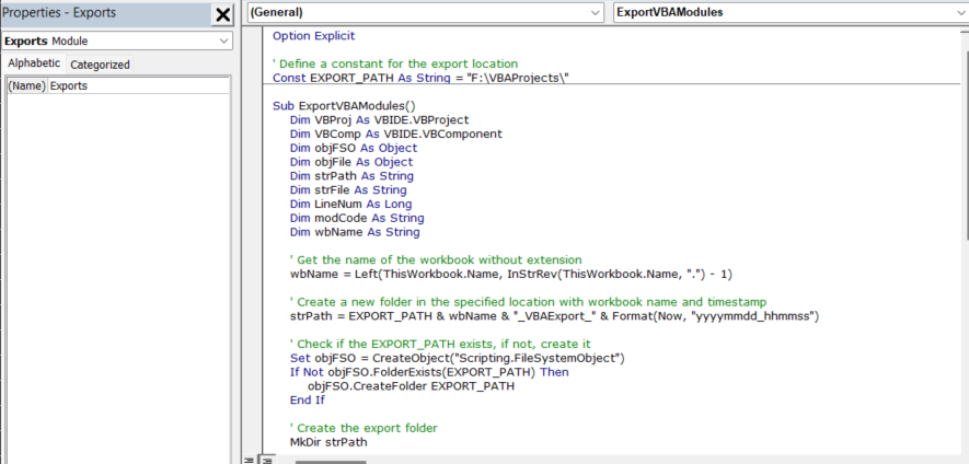 Export VBA Modules for Version Control updated September 2024